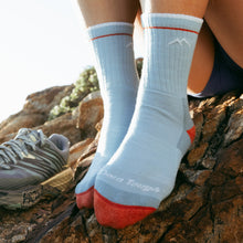 Darn Tough Women's Hiker Micro Crew Midweight Hiking Sock in Glacier on the trail