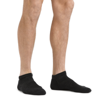 Darn Tough Men's Light Hiker No Show Lightweight Hiking Sock in Black on foot
