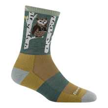 Darn Tough Women's Critter Club Micro Crew Lightweight Hiking Sock in Owl Green