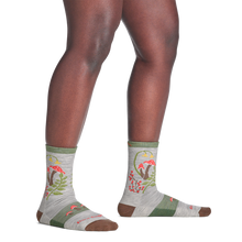 Darn Tough Women's Mellow Mushrooms Micro Crew Lightweight Hiking Sock in Ash - on foot