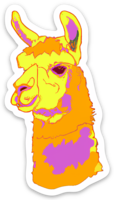 Llama Sticker, Orange