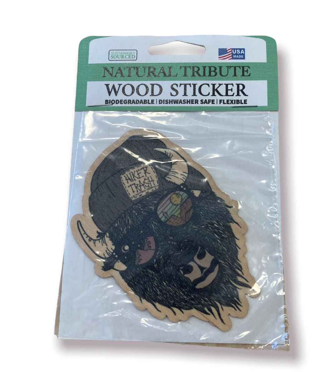 Hiker Trash Bison - Wooden Sticker