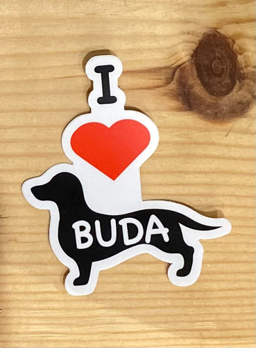 I Heart Buda Weiner Dog Stickers