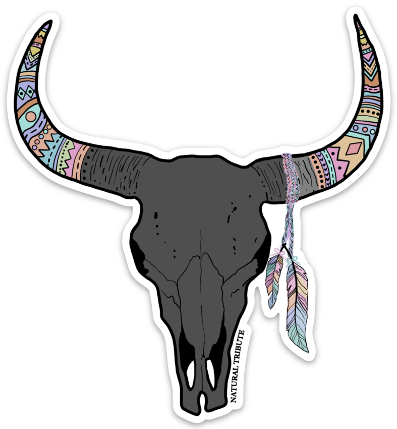 Cow Skull/ Black Sticker