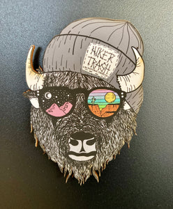 Hiker Trash Bison - Wooden Magnet